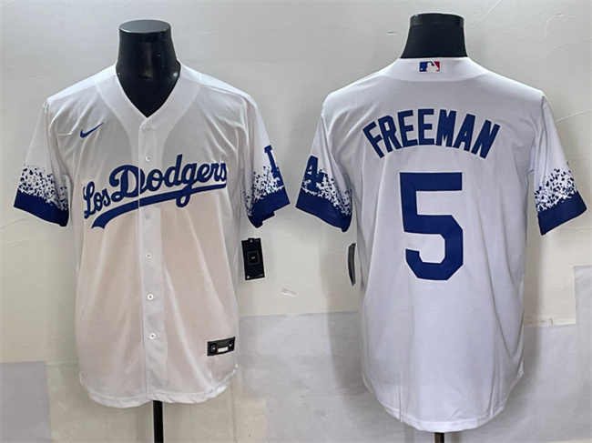 Los Angeles Dodgers #5 Freddie Freeman White City Connect Cool Base Stitched Jersey - Zenithce