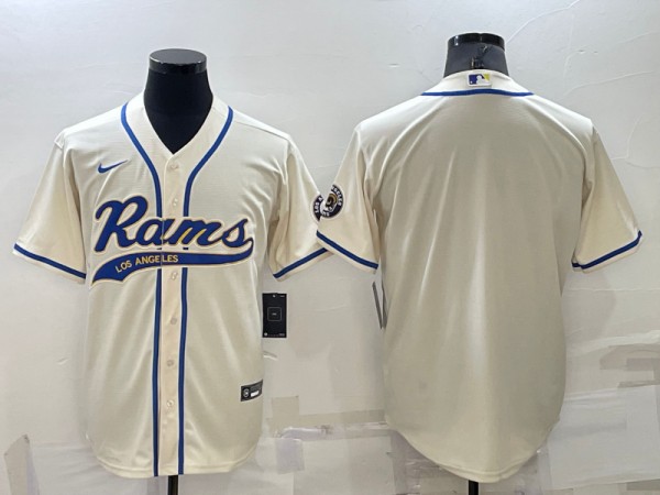Los Angeles Rams Blank Bone Cool Base Stitched Baseball Jersey - Zenithce