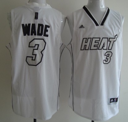Miami Heats #3 Dwyane Wade White With Silvery Fashion Jersey - Zenithce