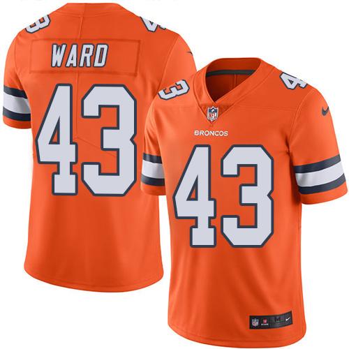 Broncos #43 T.J. Ward Orange Stitched Limited Rush Nike Jersey - Zenithce