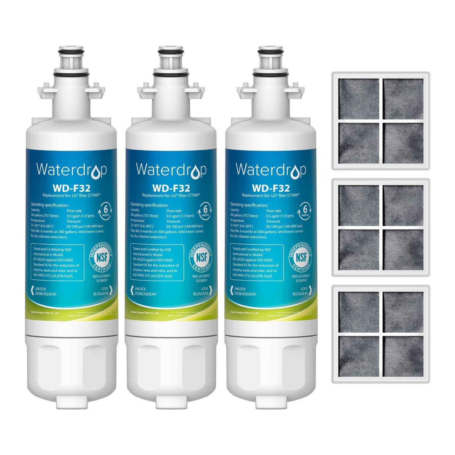 Waterdrop 469690 ADQ36006101 Refrigerator Water Filter Replacement for LG LT700P - Zenithce