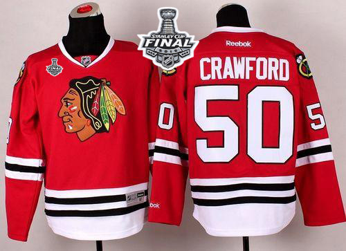 Blackhawks #50 Corey Crawford Red 2015 Stanley Cup Stitched Jersey - Zenithce