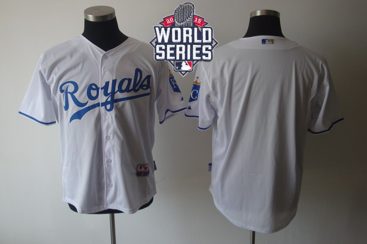 Royals Blank White Cool Base W 2015 World Series Patch Stitched Jersey - Zenithce