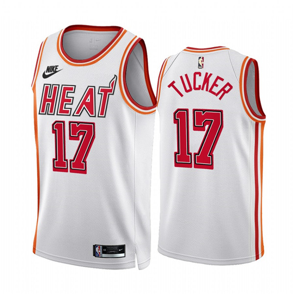 Miami Heat #17 P.J. Tucker White Classic Edition Stitched Jersey - Zenithce