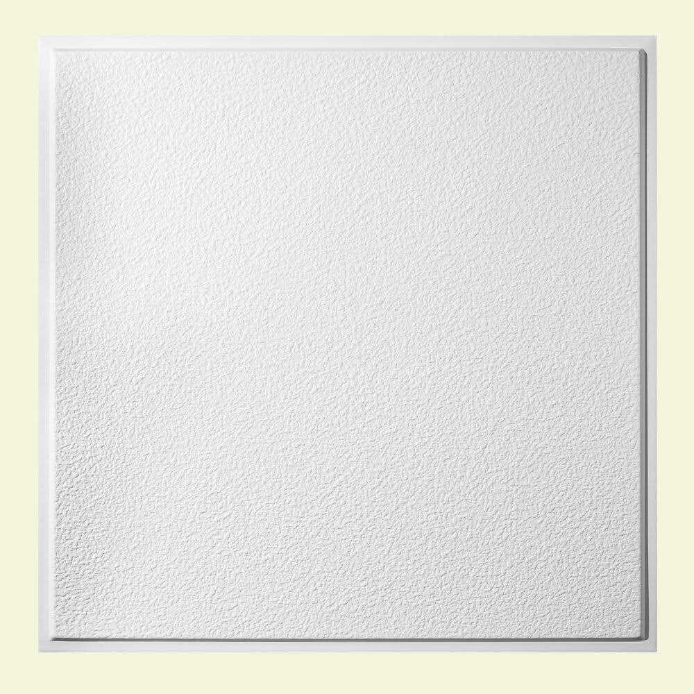 Genesis 23.75in. x 23.75in. Stucco Pro Vinyl Lay in White Ceiling Tile - Zenithce
