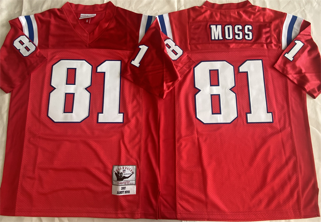 New England Patriots #81 Randy Moss Red Throwback Stitched Football Jersey - Zenithce