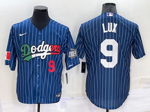 Los Angeles Dodgers #9 Gavin Lux Navy Mexico World Series Cool Base Stitched Baseball Jersey - Zenithce
