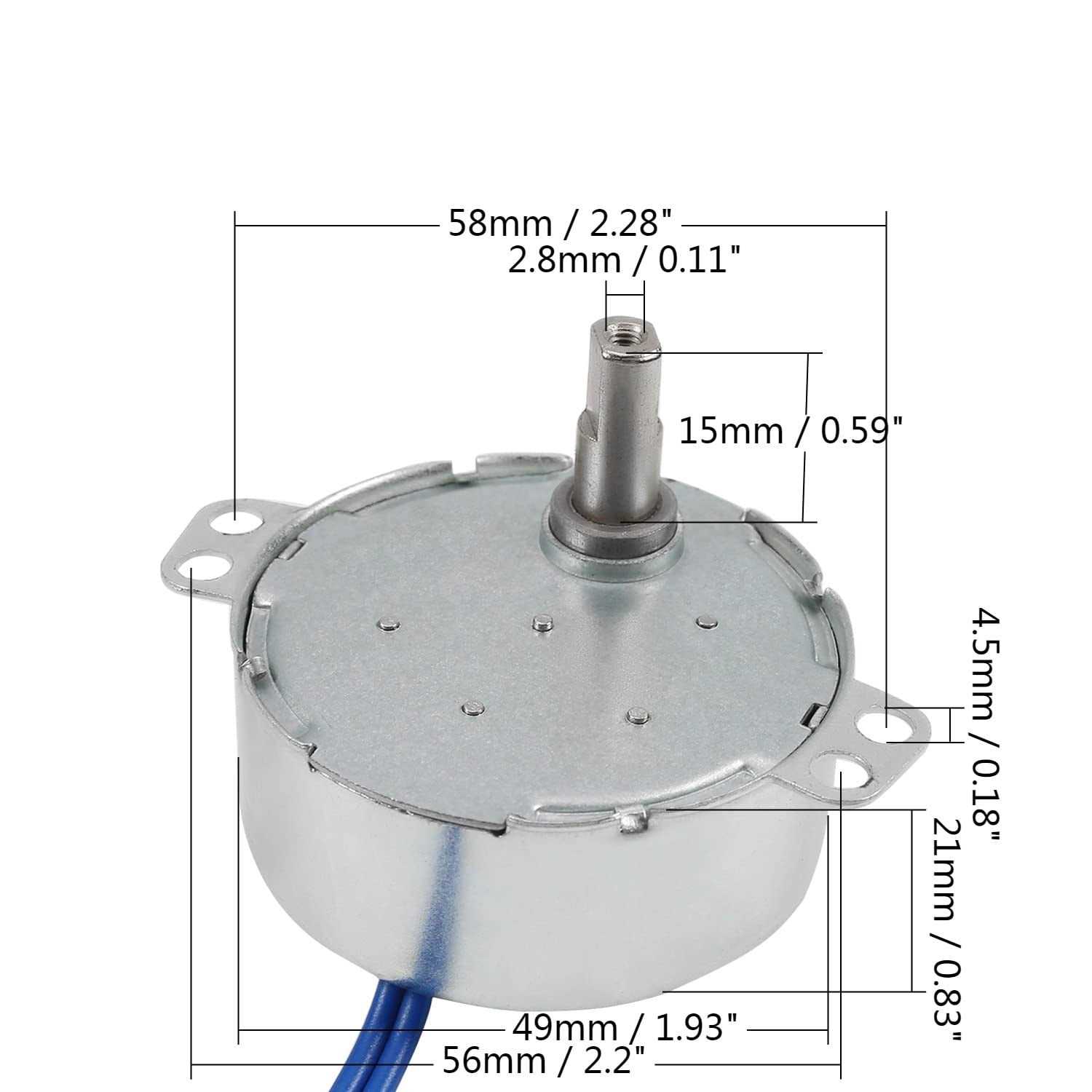 Fielect Synchronous Motor AC 110V Turntable Motor CW/CCW Direction 4W TYC-50 Double Flat Tapping Shaft - Zenithce