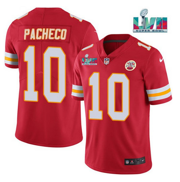 Kansas City Chiefs #10 Isiah Pacheco Red Super Bowl LVII Patch Vapor Untouchable Limited Stitched Jersey - Zenithce