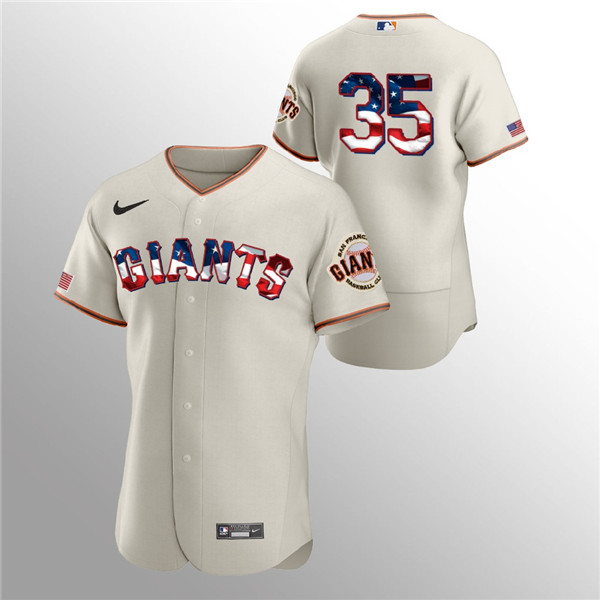 San Francisco Giants Cream #35 Brandon Crawford 2020 Stars Stripes Flex Base Stitched Jersey - Zenithce