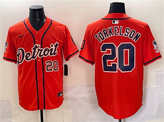 Detroit Tigers #20 Spencer Torkelson Orange With Patch Vapor Premier Limited Stitched Jersey - Zenithce
