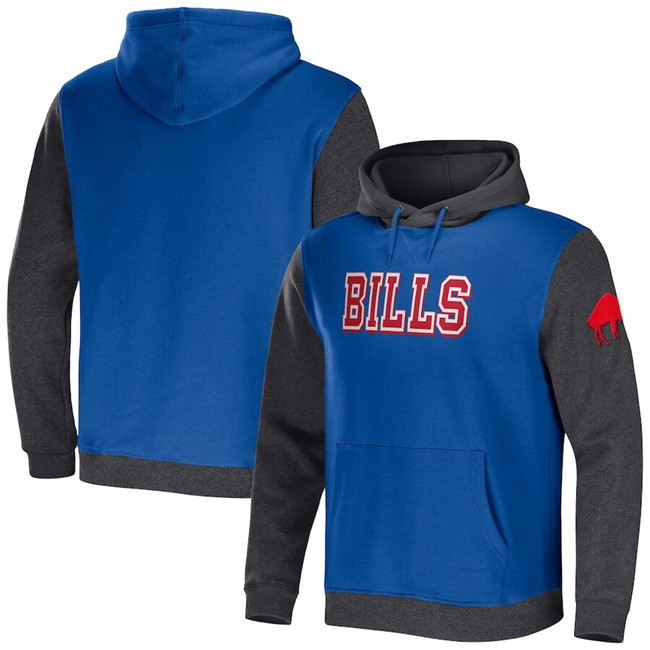 Buffalo Bills X Darius Rucker Collection Royal Heather Charcoal Colorblock Pullover Hoodie - Zenithce