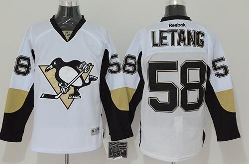 Penguins #58 Kris Letang White Stitched Jersey - Zenithce