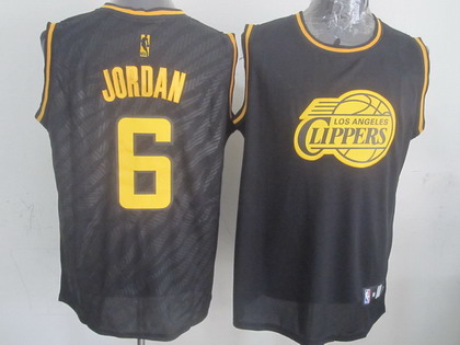 Los Angeles Clippers #6 DeAndre Jordan Revolution 30 Swingman 2014 Black With Gold Jersey - Zenithce