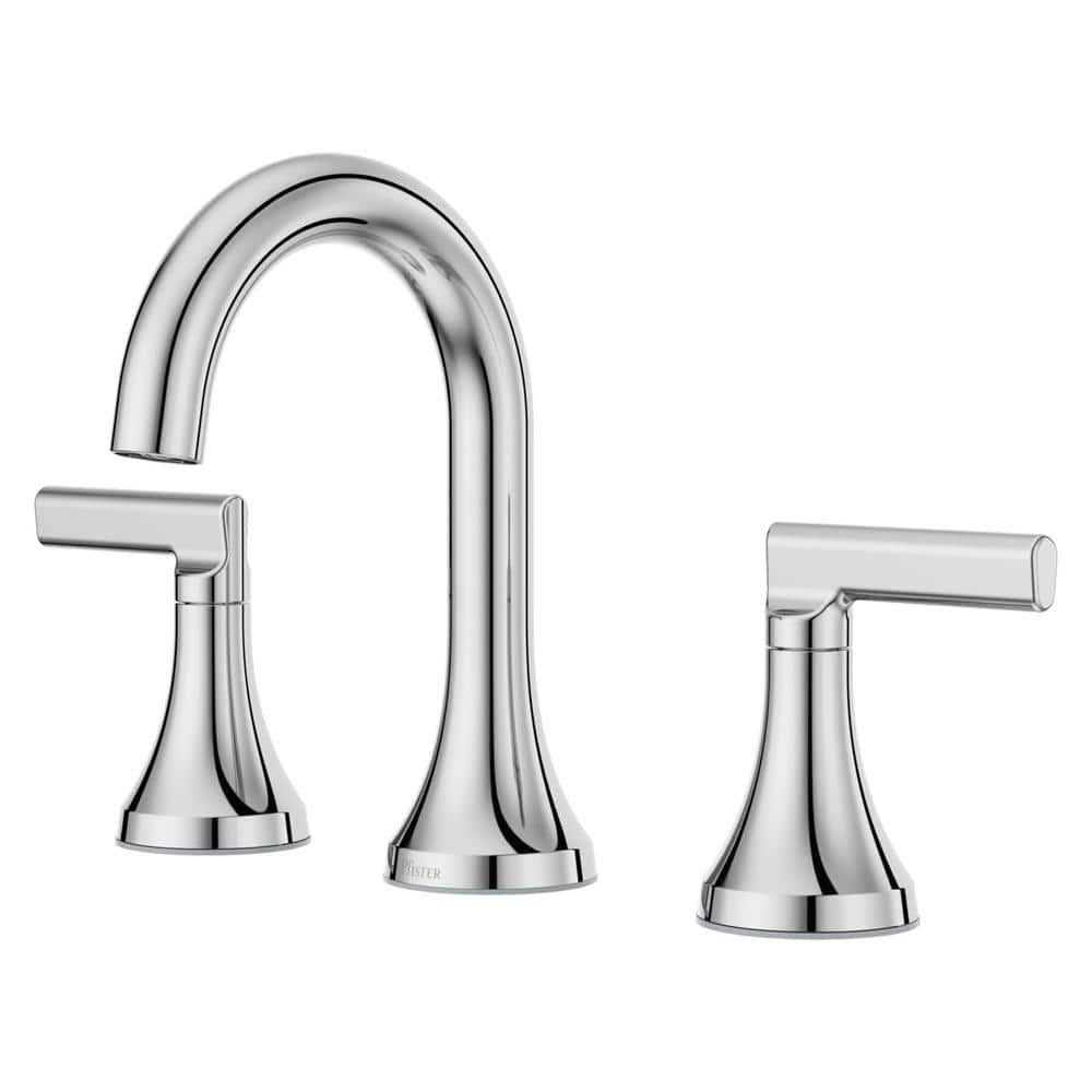 Pfister Vedra 8 in. Widespread Double Handle High Arc Bathroom Faucet with Drain Kit Included - Zenithce