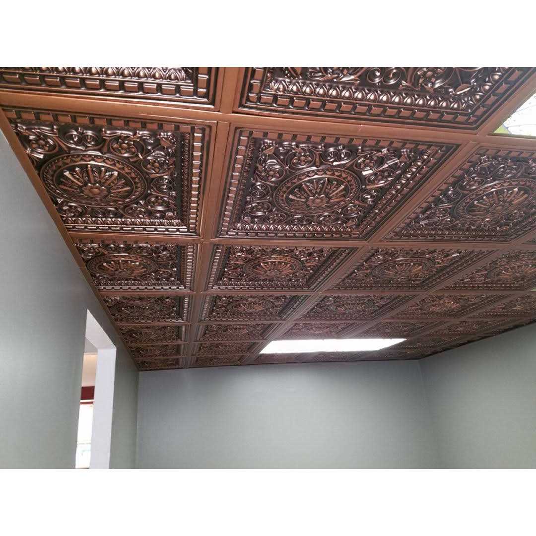 From Plain To Beautiful In Hours Da Vinci 2 ft. x 2 ft. PVC Lay-in Ceiling Tile in Antique Gold - Zenithce