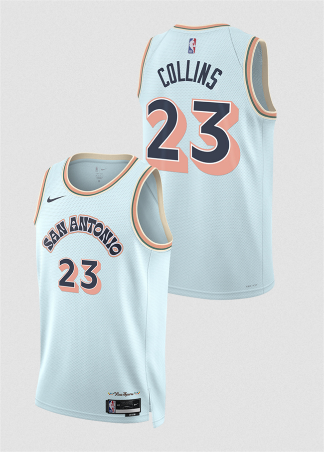 San Antonio Spurs #23 Zach Collins Light Blue 2024-25 City Edition Stitched Jersey - Zenithce