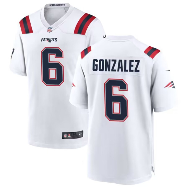 New England Patriots #6 Christian Gonzalez White Stitched Game Jersey - Zenithce