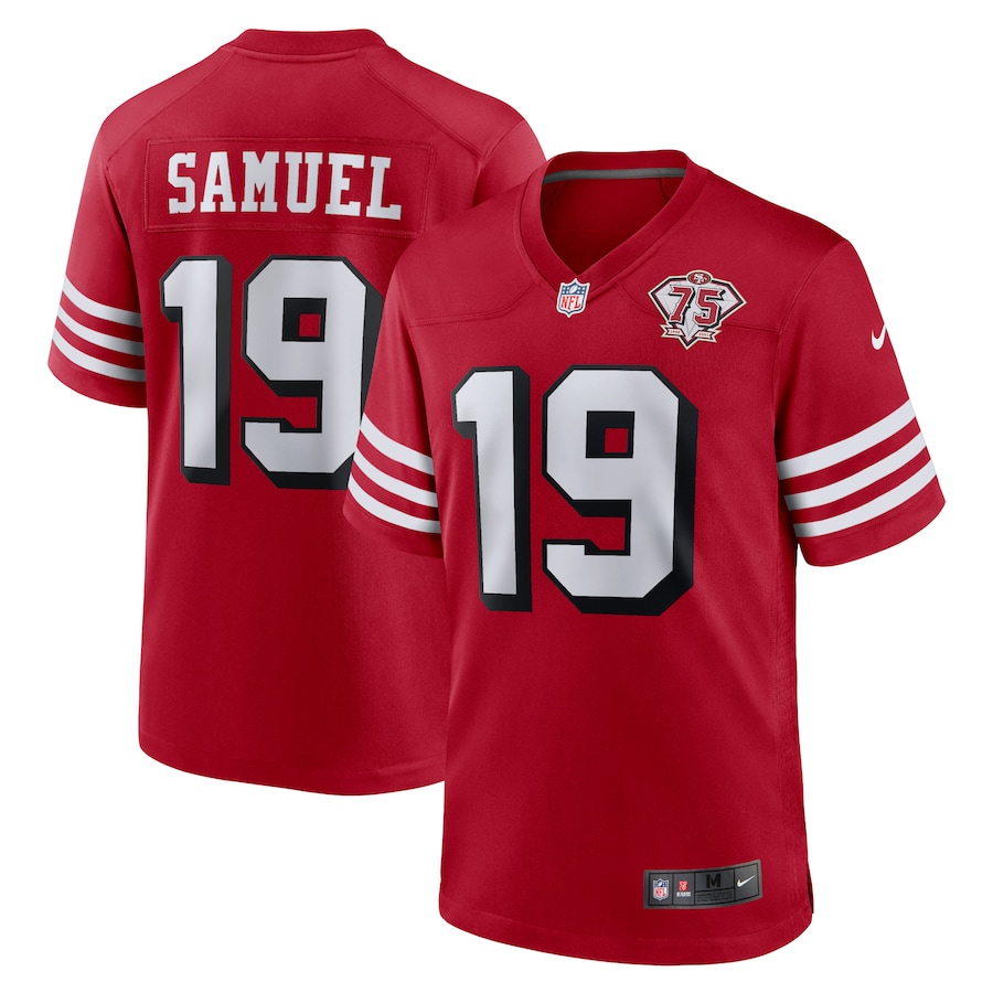 San Francisco 49ers #19 Deebo Samuel Scarlet 2021 75th Anniversary Stitched Game Jersey - Zenithce