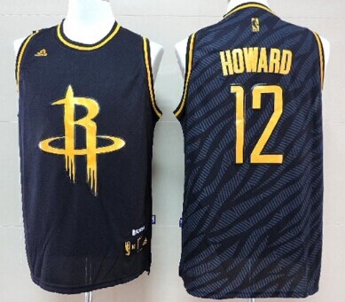 Houston Rockets #12 Dwight Howard Revolution 30 Swingman 2014 Black With Gold Jersey - Zenithce