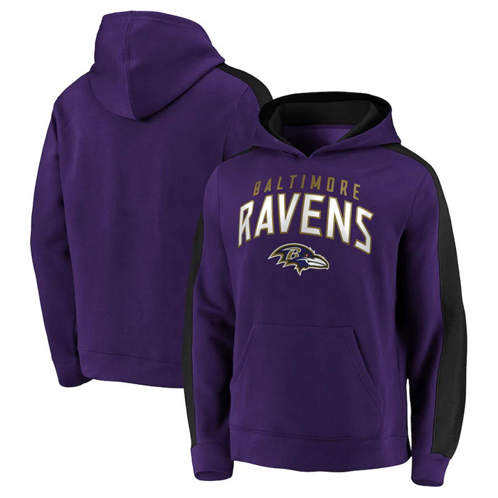 Baltimore Ravens Purple Game Time Arch Pullover Hoodie - Zenithce