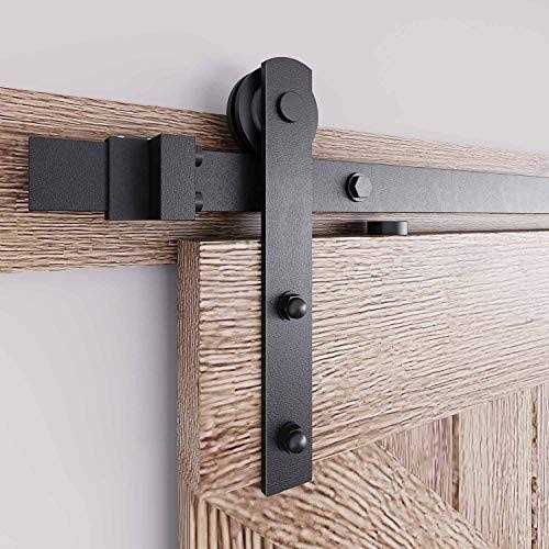 EaseLife 8 ft Double Door Sliding Barn Door Hardware Track Kit,Basic J Pulley,Heavy Duty,Slide Smoothly Quietly,Easy Install - Zenithce