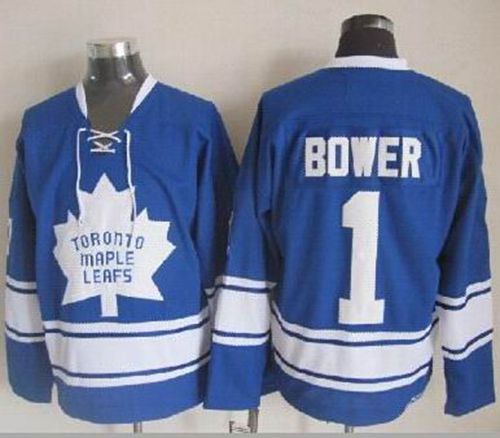 Maple Leafs #1 Johnny Bower Blue CCM Throwback Stitched Jersey - Zenithce