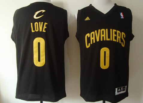 Cleveland Cavaliers #0 Kevin Love Revolution 30 Swingman Black With Gold Jersey - Zenithce