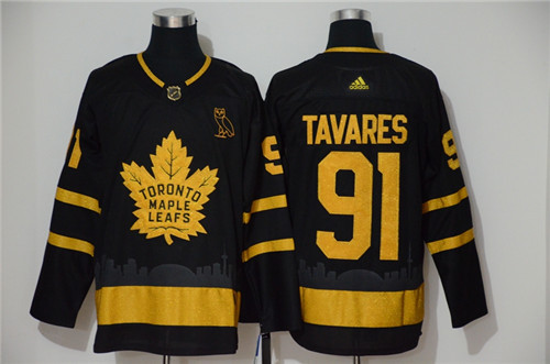 Toronto Maple Leafs #91 John Tavares Black Golden City Edition Stitched Jersey - Zenithce