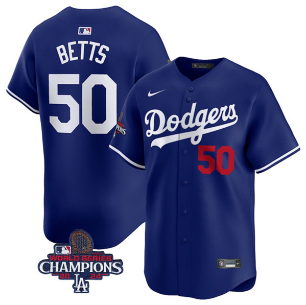 Los Angeles Dodgers #50 Mookie Betts Royal 2024 World Series Champions Alternate Limited Stitched Jersey - Zenithce