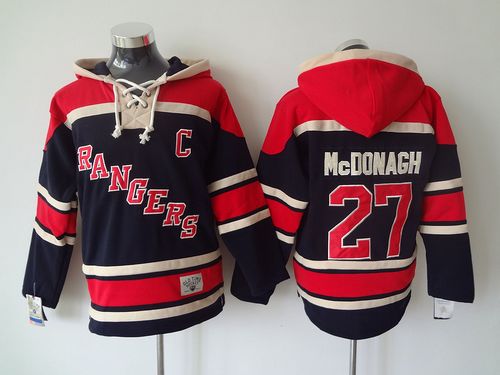 Rangers #27 Ryan McDonagh Blue Sawyer Hooded Sweatshirt Stitched Jersey - Zenithce