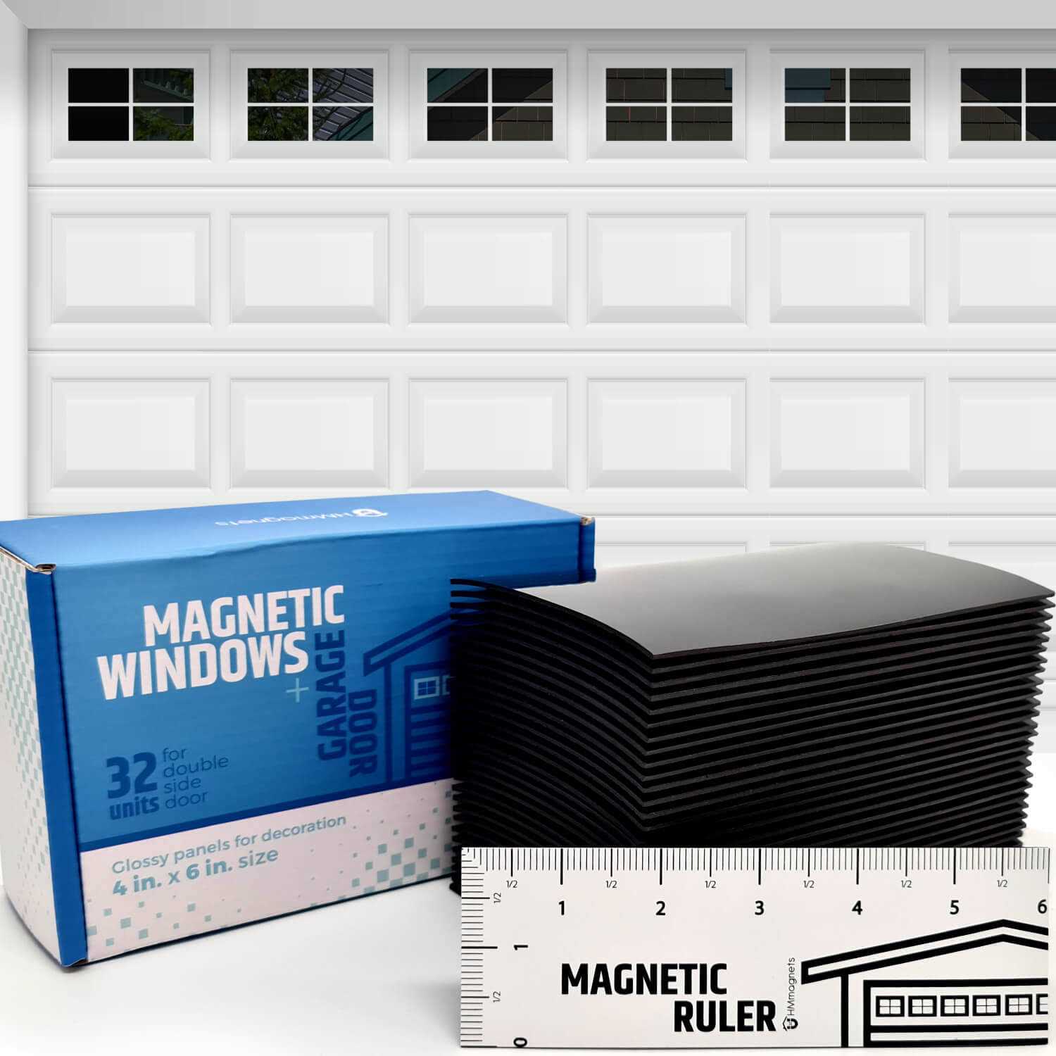 Strong & Glossy Magnetic Garage Door Windows Fits 1 Car Garage Looks Like Real Window Panels/Faux Panes - Zenithce