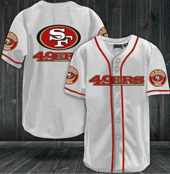San Francisco 49ers White Baseball Stitched Jersey Shirt - Zenithce