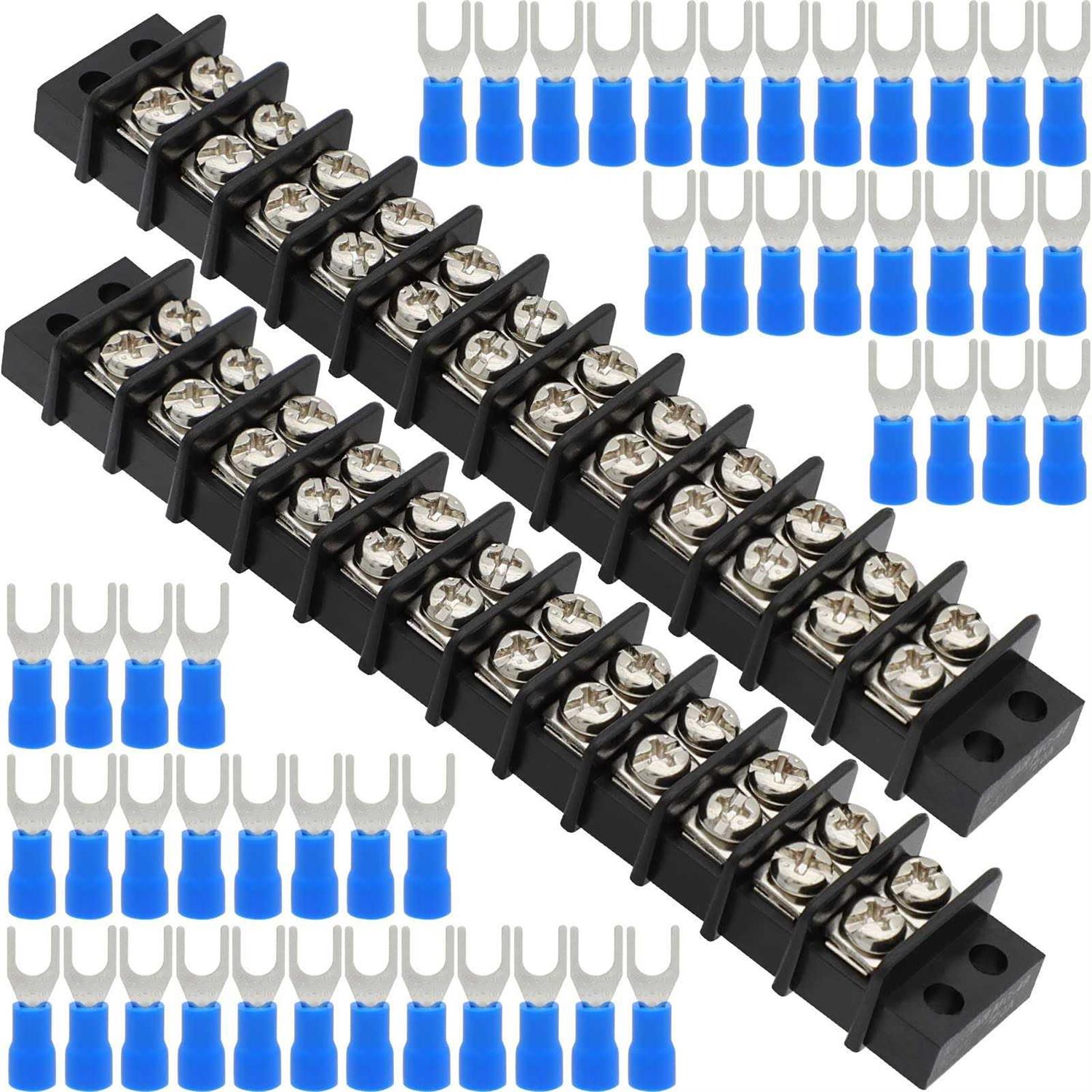 Terminal Block,2 Pack Circuits 20-30A 200v-450v Dual Row Screw Terminals Strip Heat Shrink Wire Connectors - Zenithce