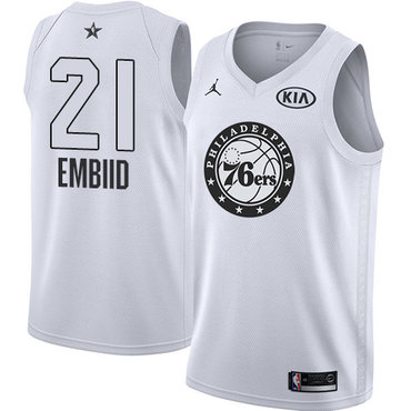 76ers #21 Joel Embiid White Jordan Swingman 2018 All-Star Game Jersey - Zenithce