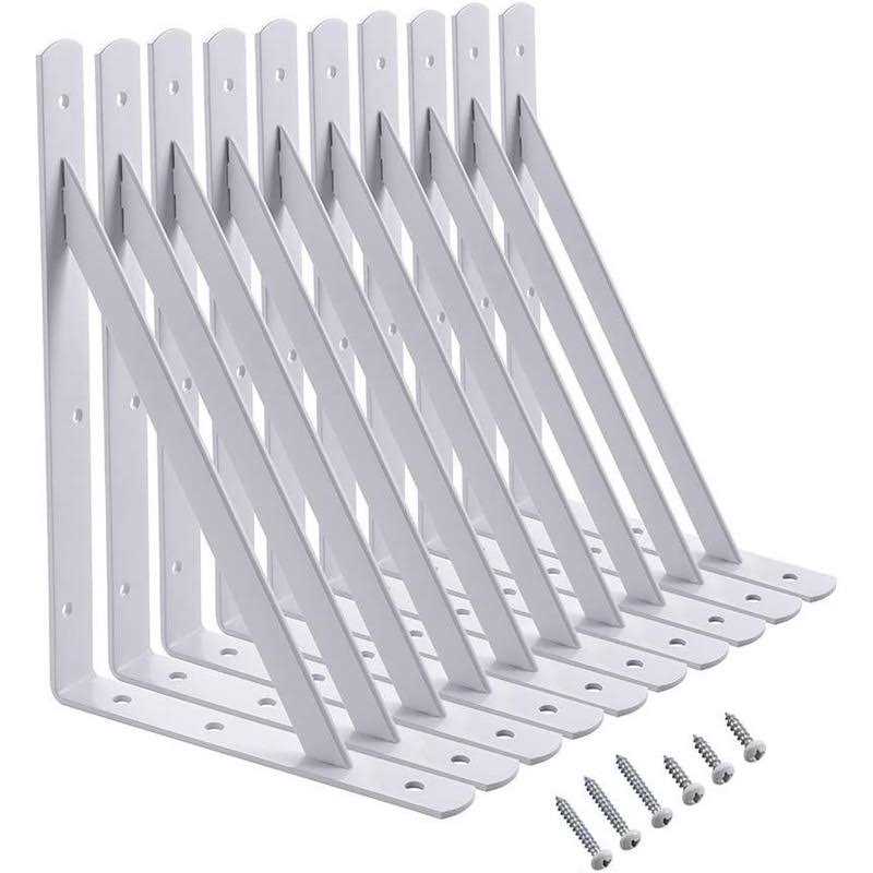HOME MASTER HARDWARE Heavy Duty Shelf Brackets 12 inch x 8 inch Metal Shelves Supports 90 Degree Triangle Wall Mount Angle L Bracket for Floating - Zenithce