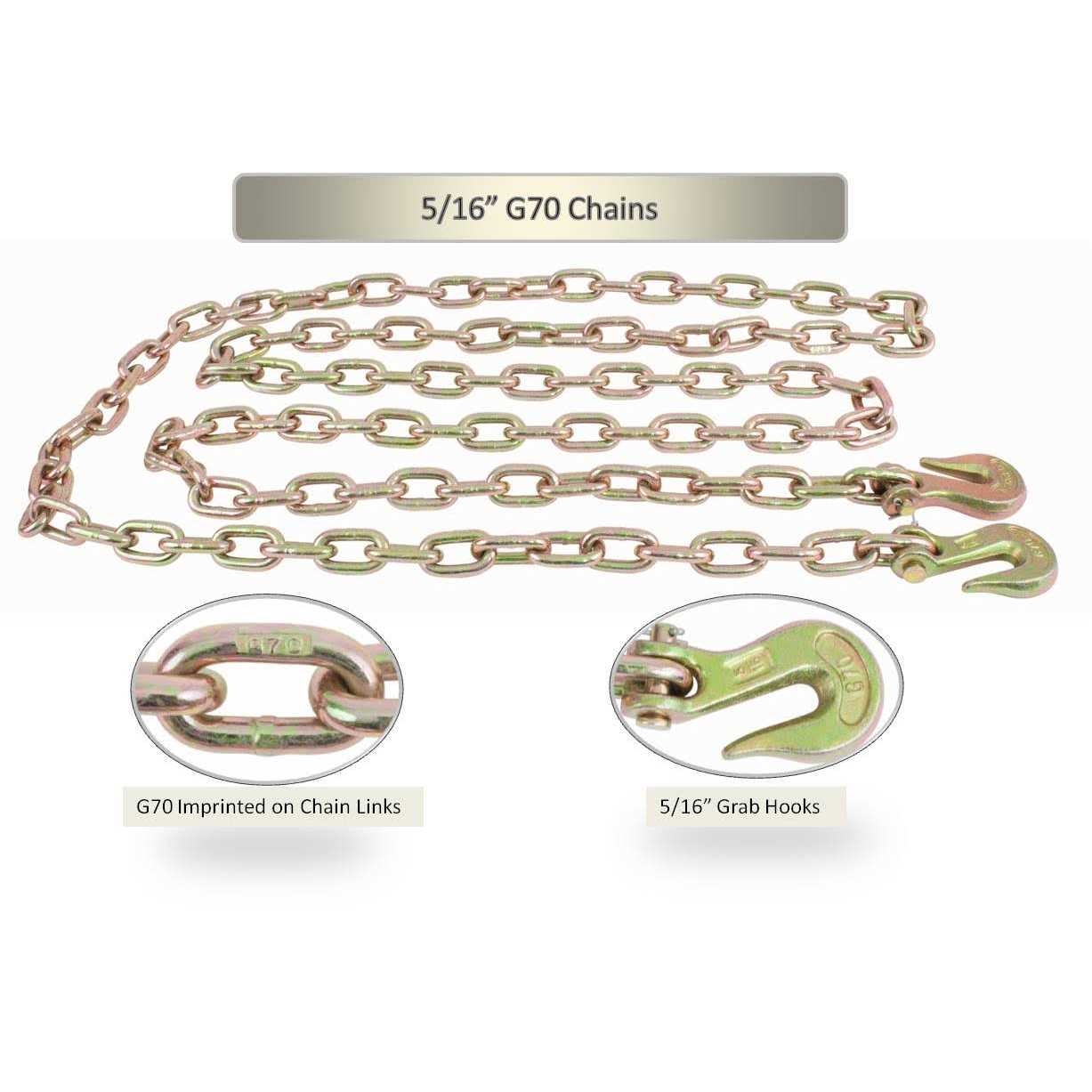 Mytee Products Grade 70 Binder Chain with Clevis Grab Hooks - Zenithce