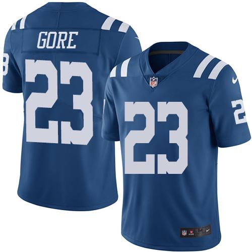 Colts #23 Frank Gore Royal Blue Stitched Limited Rush Nike Jersey - Zenithce