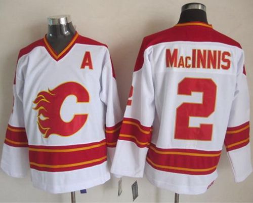 Flames #2 Al MacInnis White CCM Throwback Stitched Jersey - Zenithce