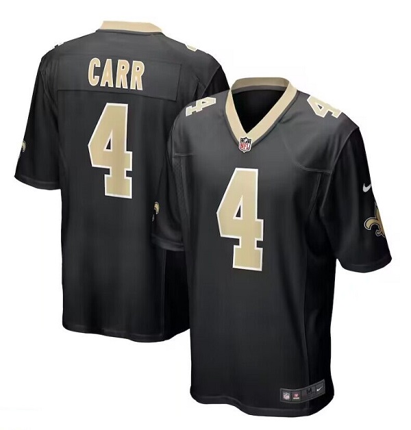 New Orleans Saints #4 Derek Carr Black Stitched Game Jersey - Zenithce