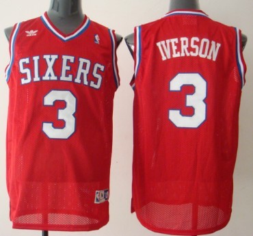 Philadelphia Sixers #3 Allen Iverson Red Swingman Throwback Jersey - Zenithce