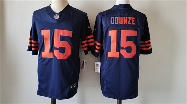Chicago Bears #15 Rome Odunze Navy 2024 Draft Color Rush F.U.S.E. Vapor Stitched Jersey - Zenithce