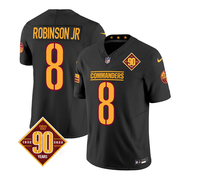 Washington Commanders #8 Brian Robinson Black 2023 F.U.S.E. 90th Anniversary Vapor Limited Stitched Jersey - Zenithce