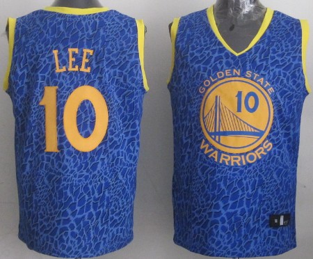 Golden State Warriors #10 David Lee Blue Leopard Print Fashion Jersey - Zenithce