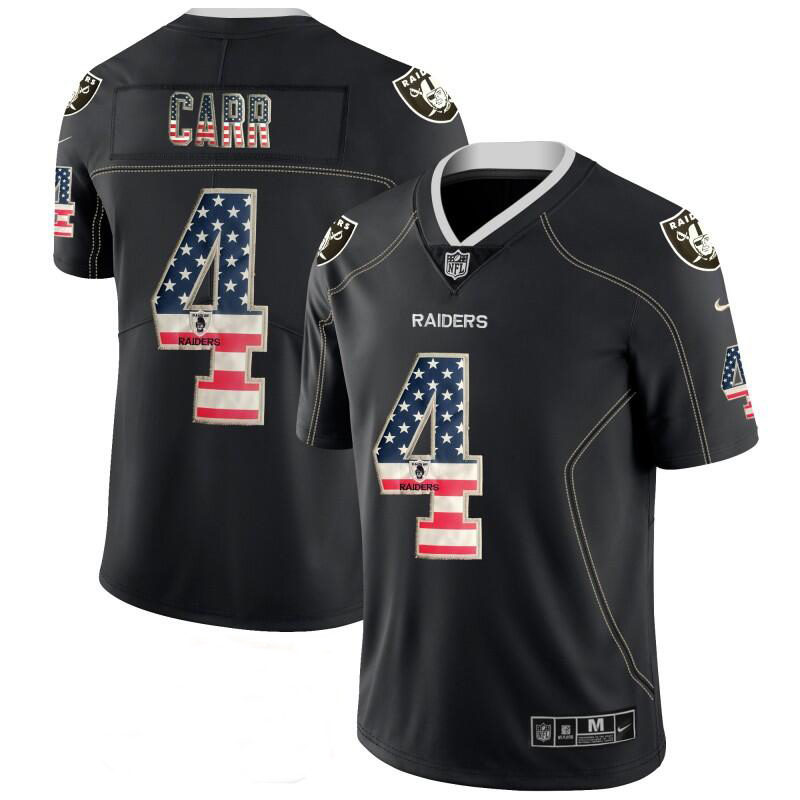 Raiders #4 Derek Carr Black 2018 USA Flag Fashion Fashion Color Rush Limited Jersey - Zenithce