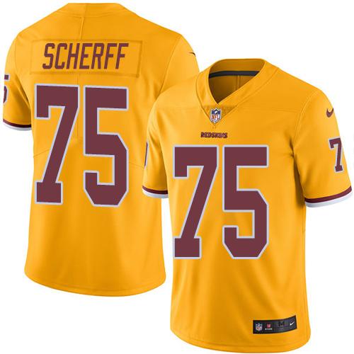 Redskins #75 Brandon Scherff Gold Stitched Limited Rush Nike Jersey - Zenithce