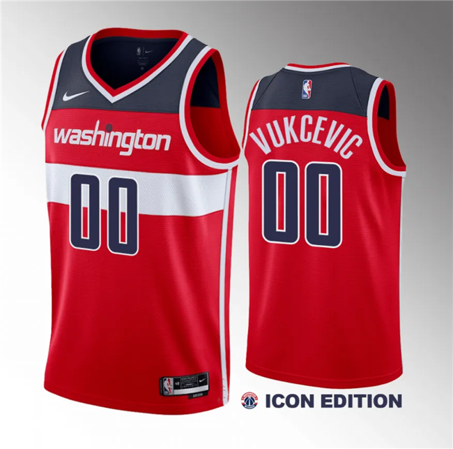Washington Wizards #00 Tristan Vukcevic Red 2023 Draft Icon Edition Stitched Jersey - Zenithce