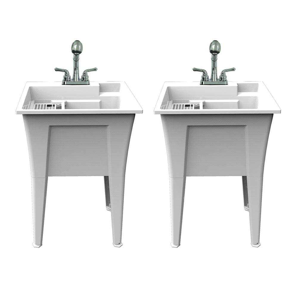 Rugged Tub 24 in. x 22 in. Polypropylene Laundry Sink with 2 Hdl Non Metallic Pullout Faucet and Installation Kit B24GK1 - Zenithce