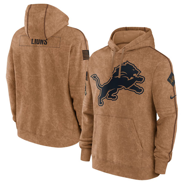 Detroit Lions 2023 Brown Salute To Service Pullover Hoodie - Zenithce