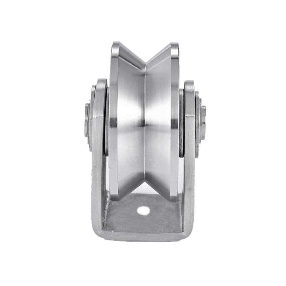 Groove Wheel Stainless Steel Groove Wheel Heavy Duty Track Wheel Rigid Caster Sliding Gate Roller Wheel Double Bearing for Swing Sliding Gate - Zenithce